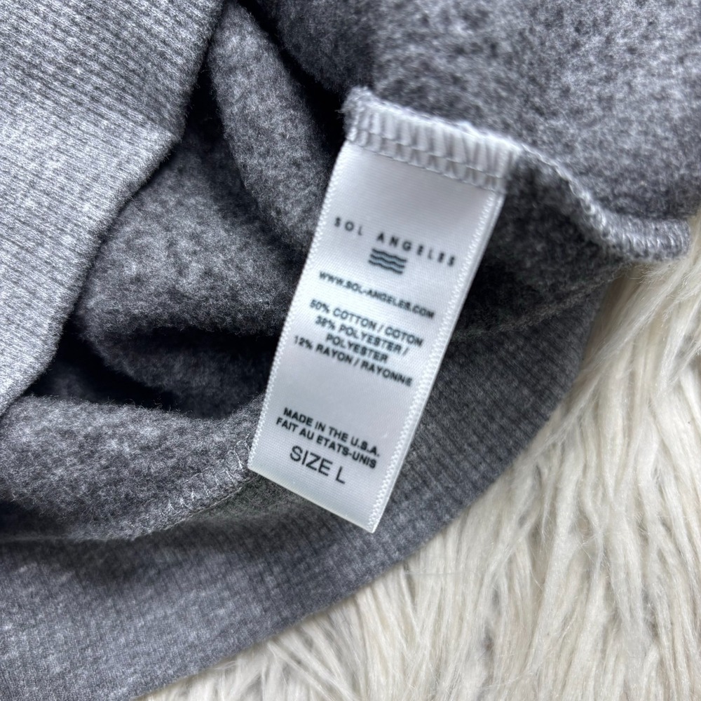 Sol Angeles Women's L Gray Striped Arm Zip Hoodie Athleisure Preppy Sporty - Picture 4 of 6